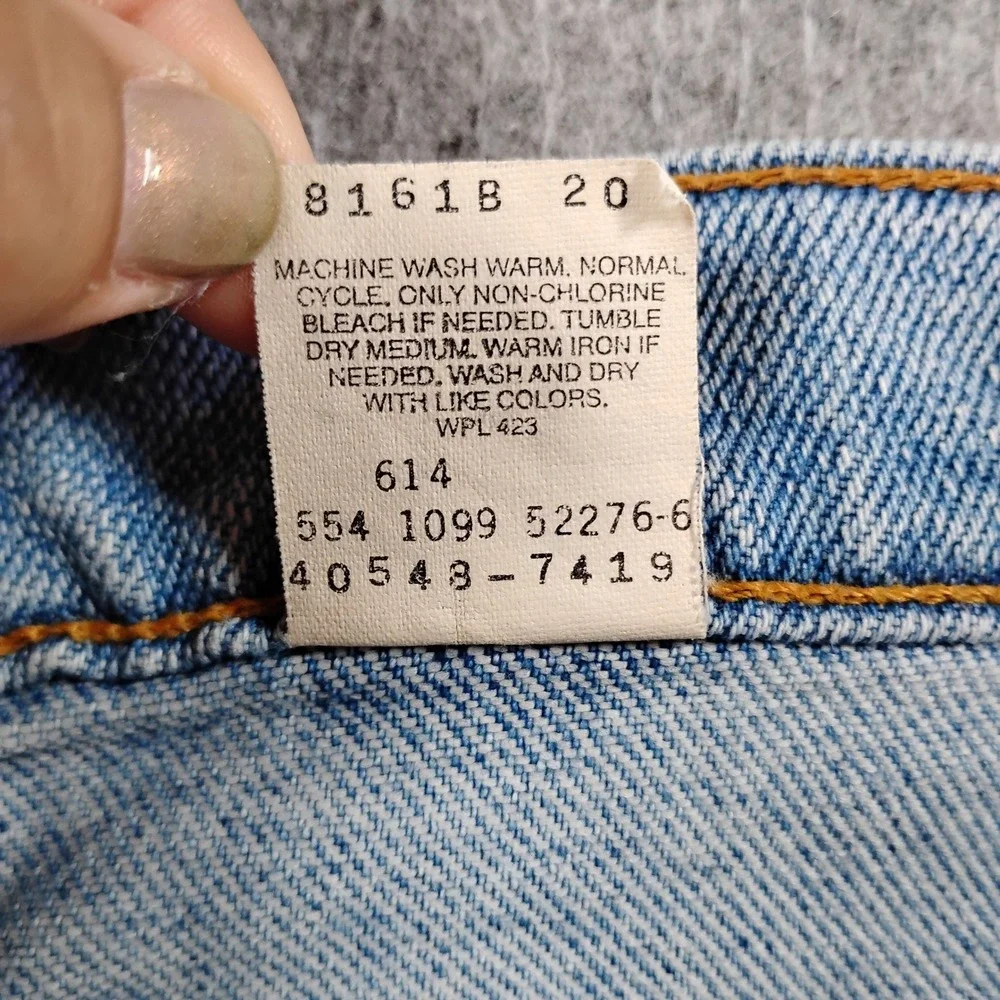 Vintage Levis 614 Orange Tab Jeans Mens 32x27 Light Wash Flex Made in USA Denim